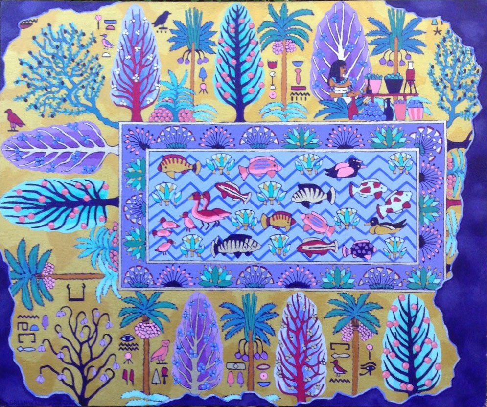#8 Tomb Painting Fragment: Wealthy Egyptian's Yard and Pool
